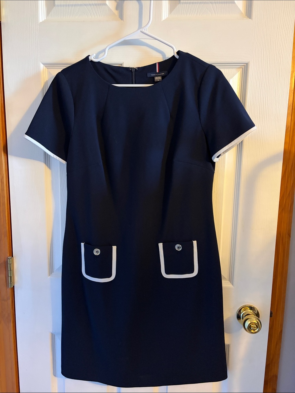 Tommy Hilfiger Navy Shift Dress with White Trim